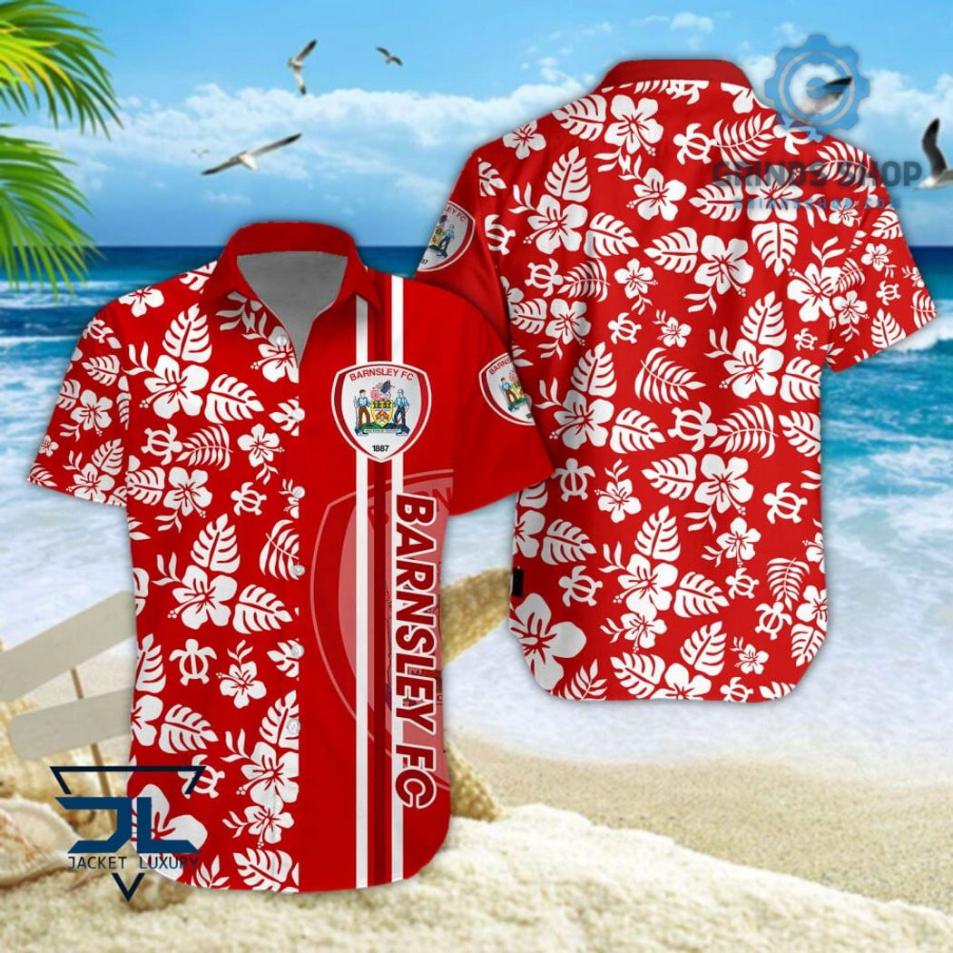 Barnsley F C Efl Hibicus Floral Pattern Hawaiian Shirts And Shorts Red 1 F4qdl - Grinds Shop
