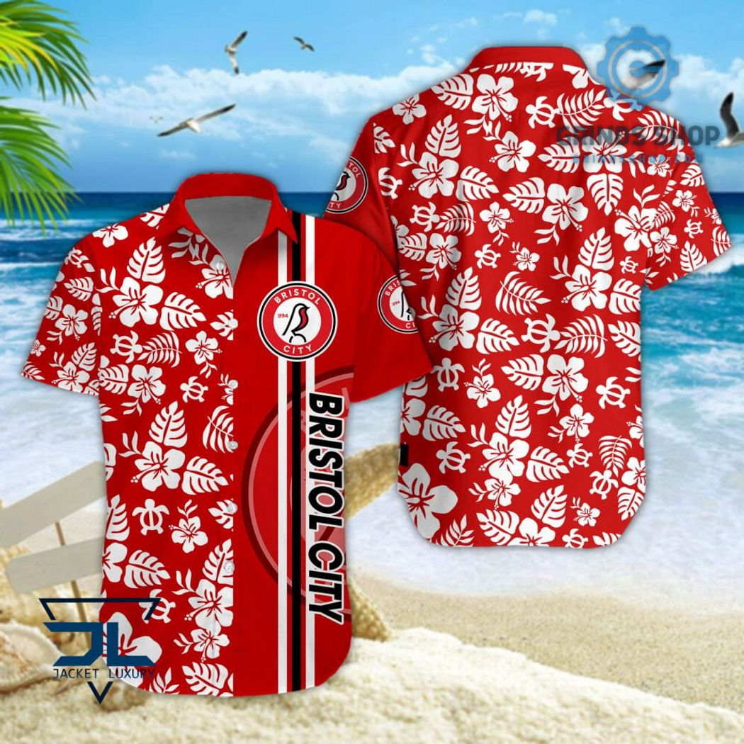 Bristol City Efl Hibicus Floral Pattern Hawaiian Shirts And Shorts Red 1 Ao3am - Grinds Shop