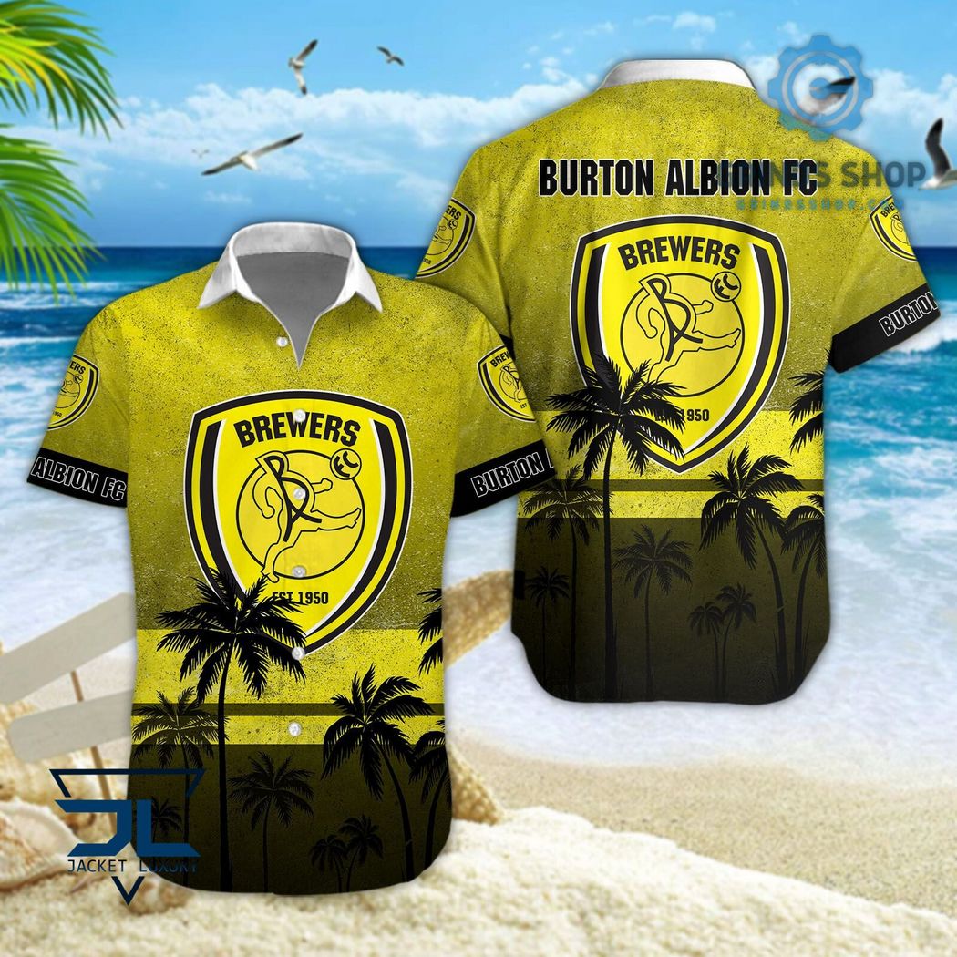 Burton Albion F C Efl Palm Tree Pattern Hawaiian Shirts And Shorts Yellow 1 Eff1p - Grinds Shop