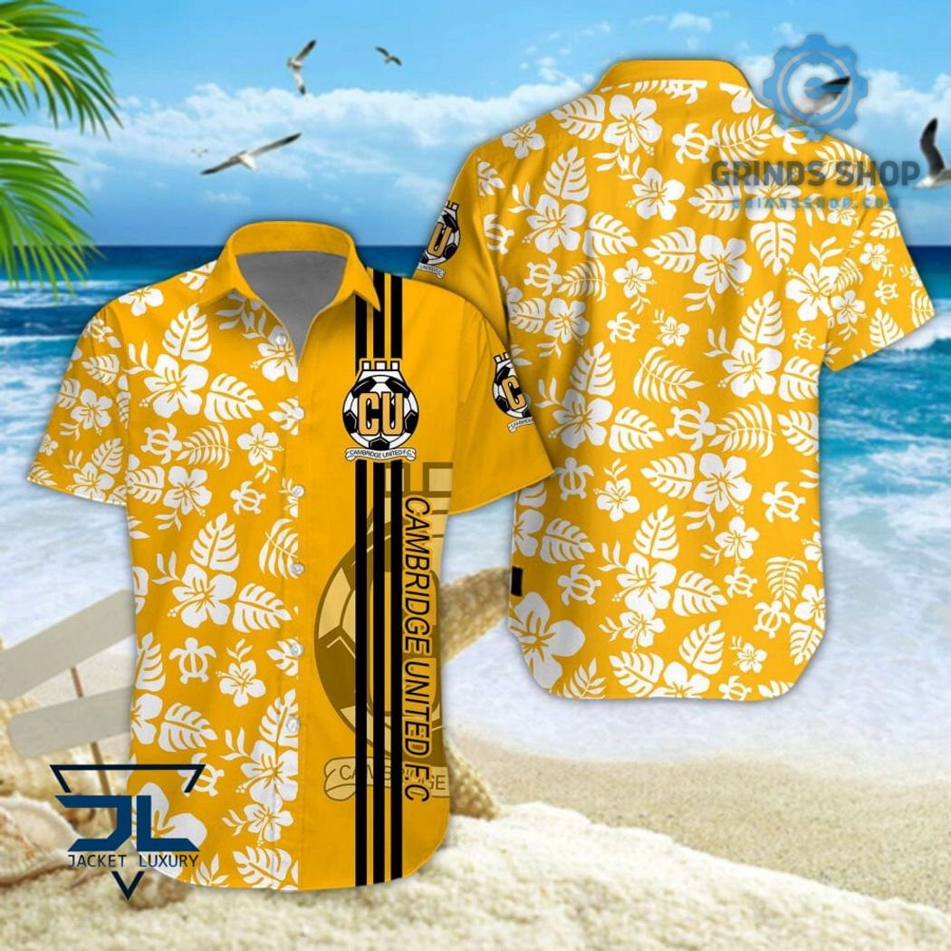 Cambridge United F C Efl Hibicus Floral Pattern Hawaiian Shirts And Shorts Yellow White 1 0wjnd - Grinds Shop