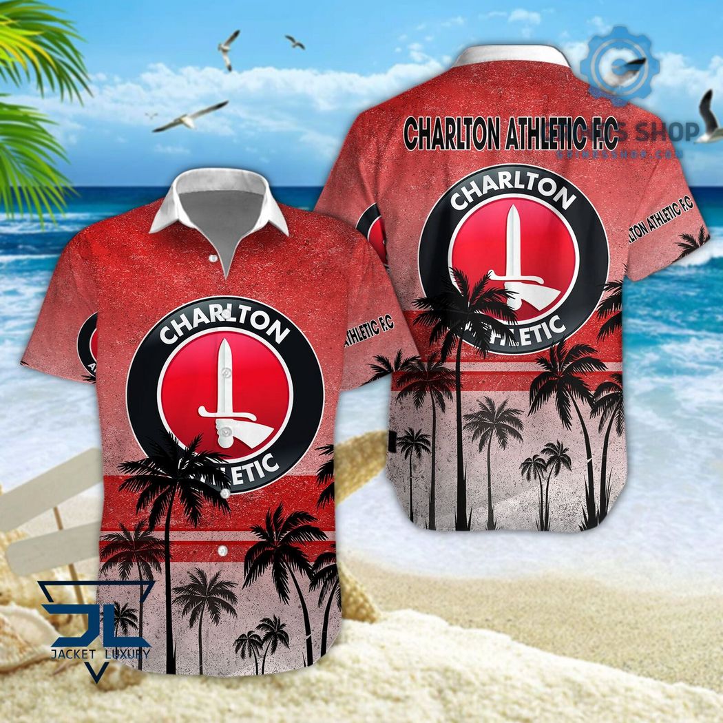 Charlton Athletic F C Efl Palm Tree Pattern Hawaiian Shirts And Shorts Red 1 4fifs - Grinds Shop