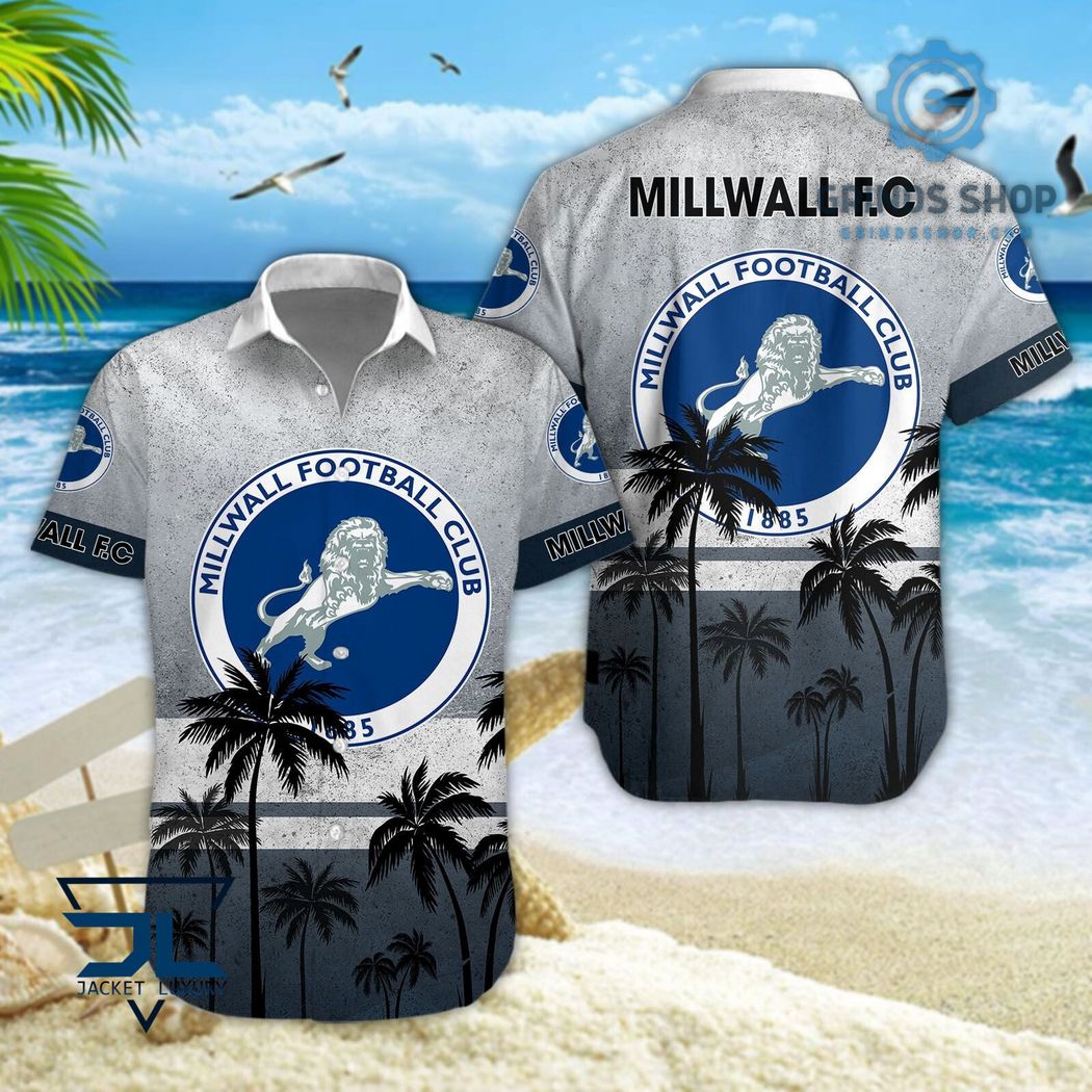 Millwall F C Efl Palm Tree Pattern Hawaiian Shirts And Shorts Blue 1 Jga4j - Grinds Shop