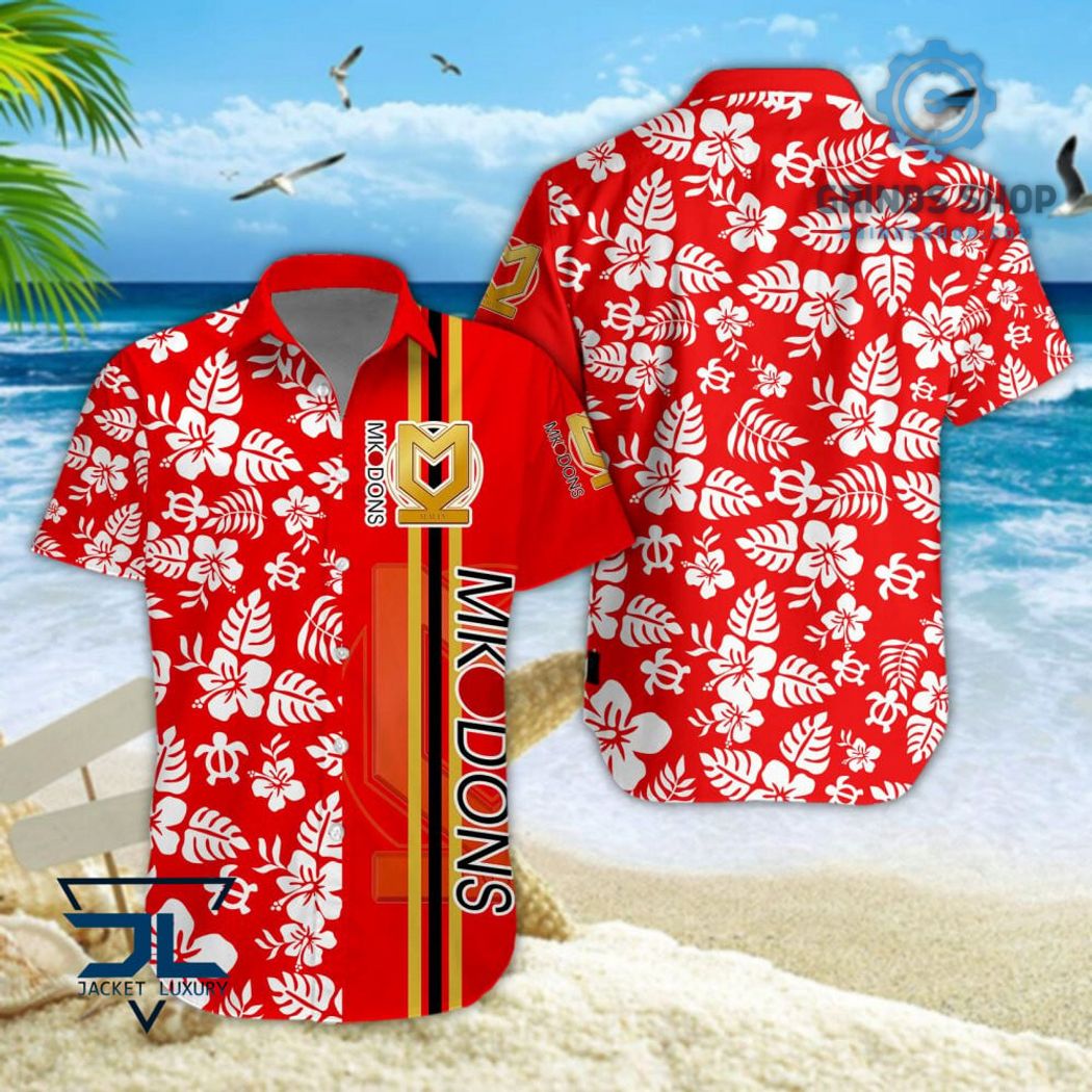 Milton Keynes Dons Efl Hibicus Floral Pattern Hawaiian Shirts And Shorts Red 1 X0tvb - Grinds Shop