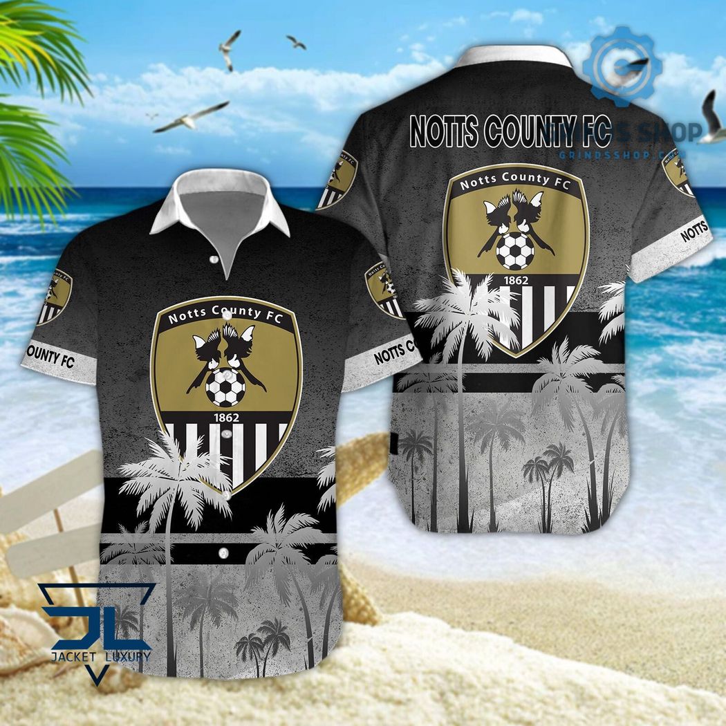 Notts County Fc Efl Palm Tree Pattern Hawaiian Shirts And Shorts Black 1 Krkbz - Grinds Shop