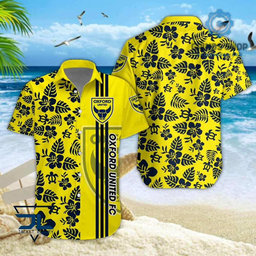 Oxford United F C Efl Hibicus Floral Pattern Hawaiian Shirts And Shorts Yellow 1 W0rpa - Grinds Shop